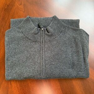 Daniel Cremieux Quarter-Zip Cotton Cashmere Sweater, XXL, Charcoal Gray